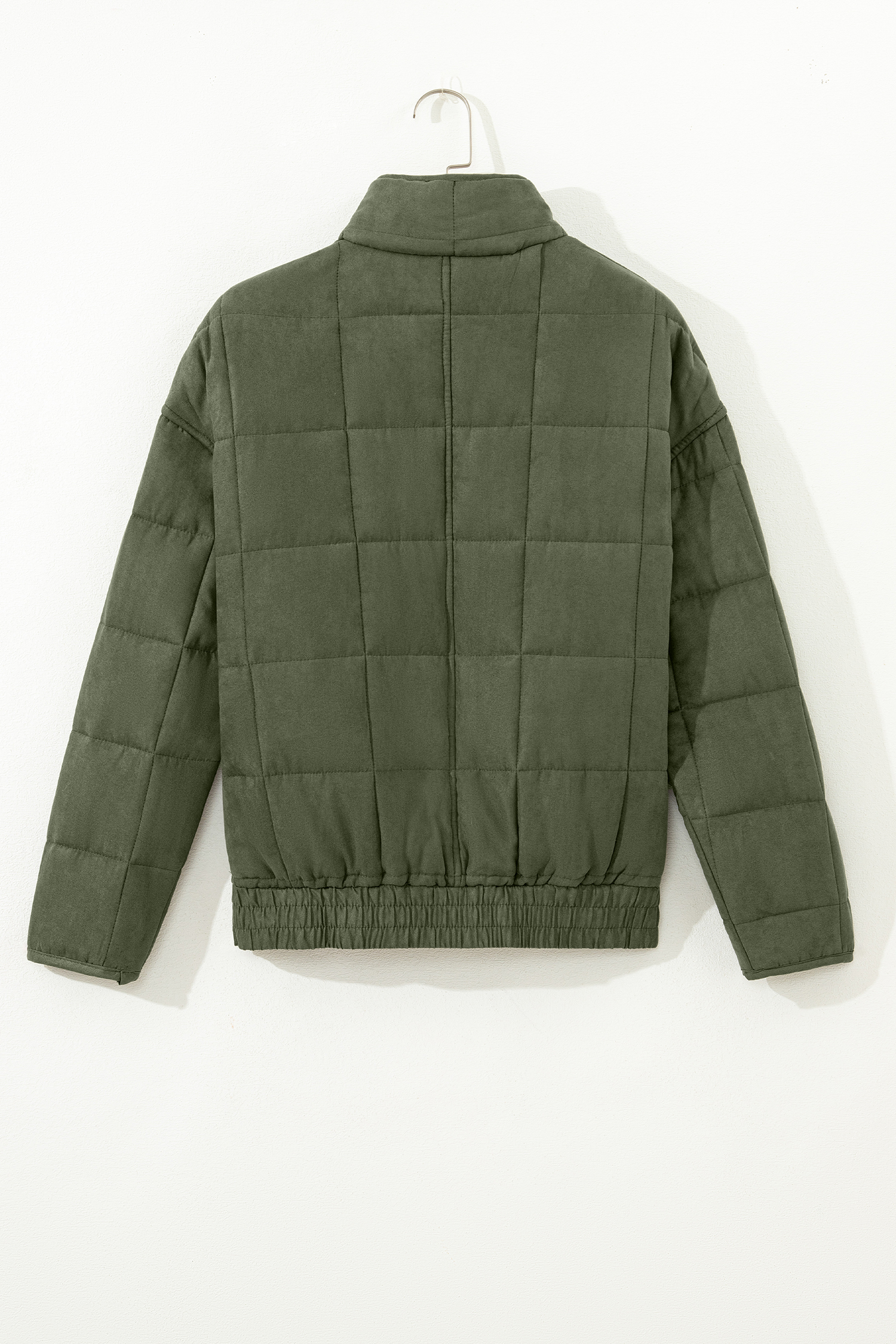 Khaki Zip-Up Pocket Quilted Jacket