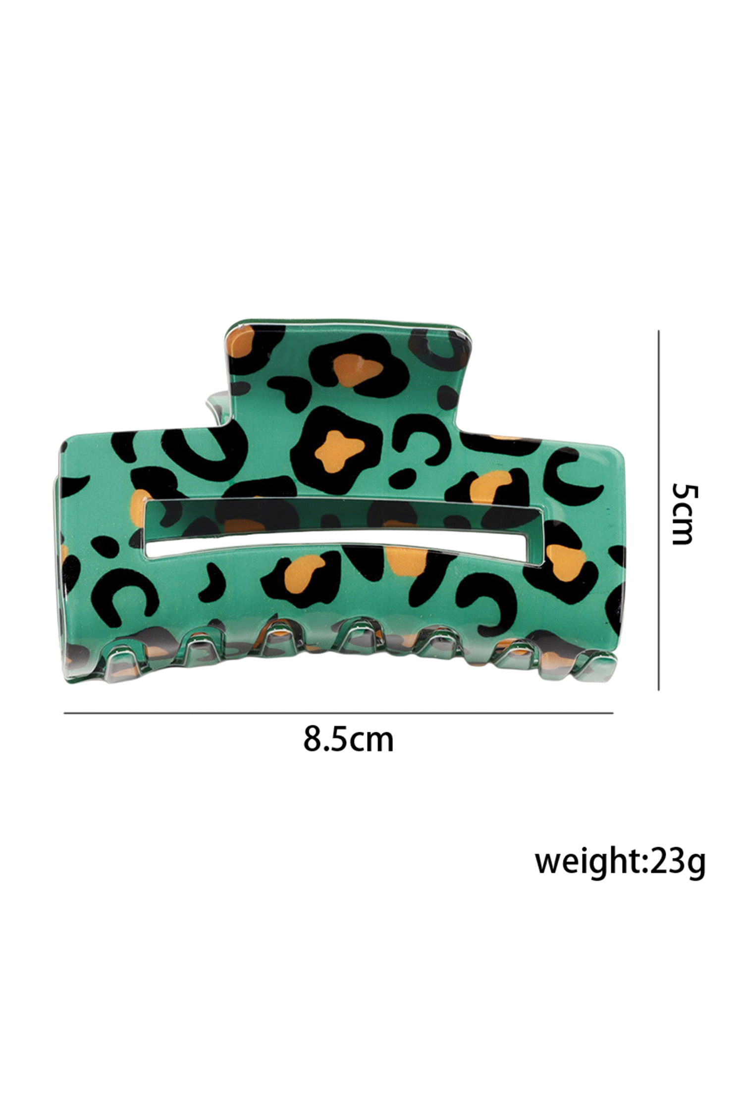 Dark Green Leopard Print Square Hollowed Plastic Hair Claw Clip
