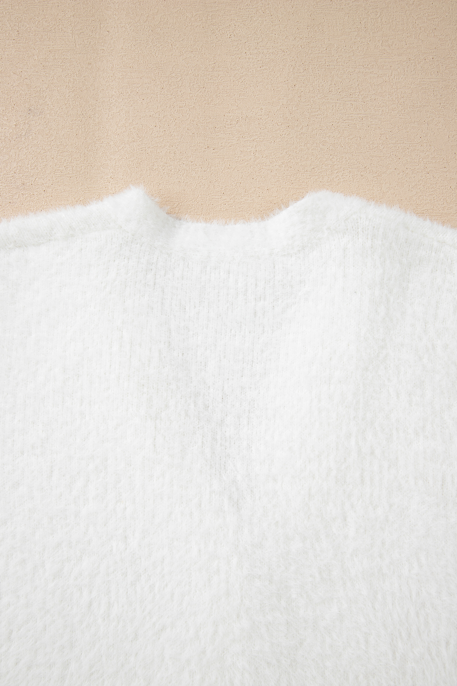 White Fuzzy Buttoned Front Midi Solid Cardigan