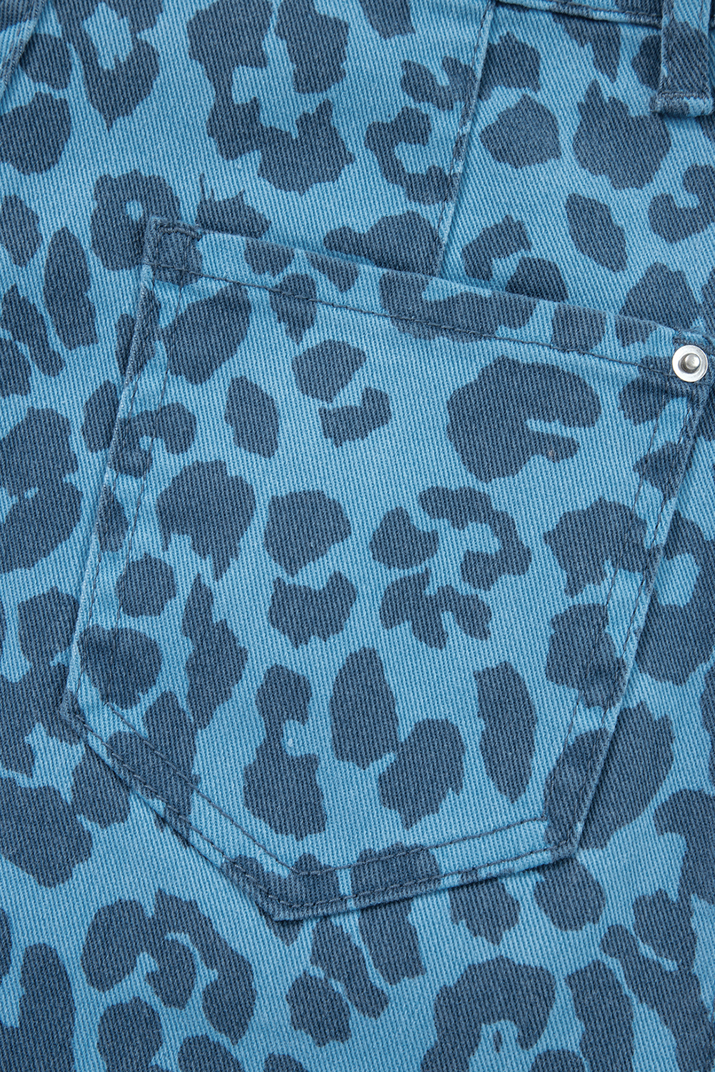 Khaki Leopard Print Straight Loose Jeans