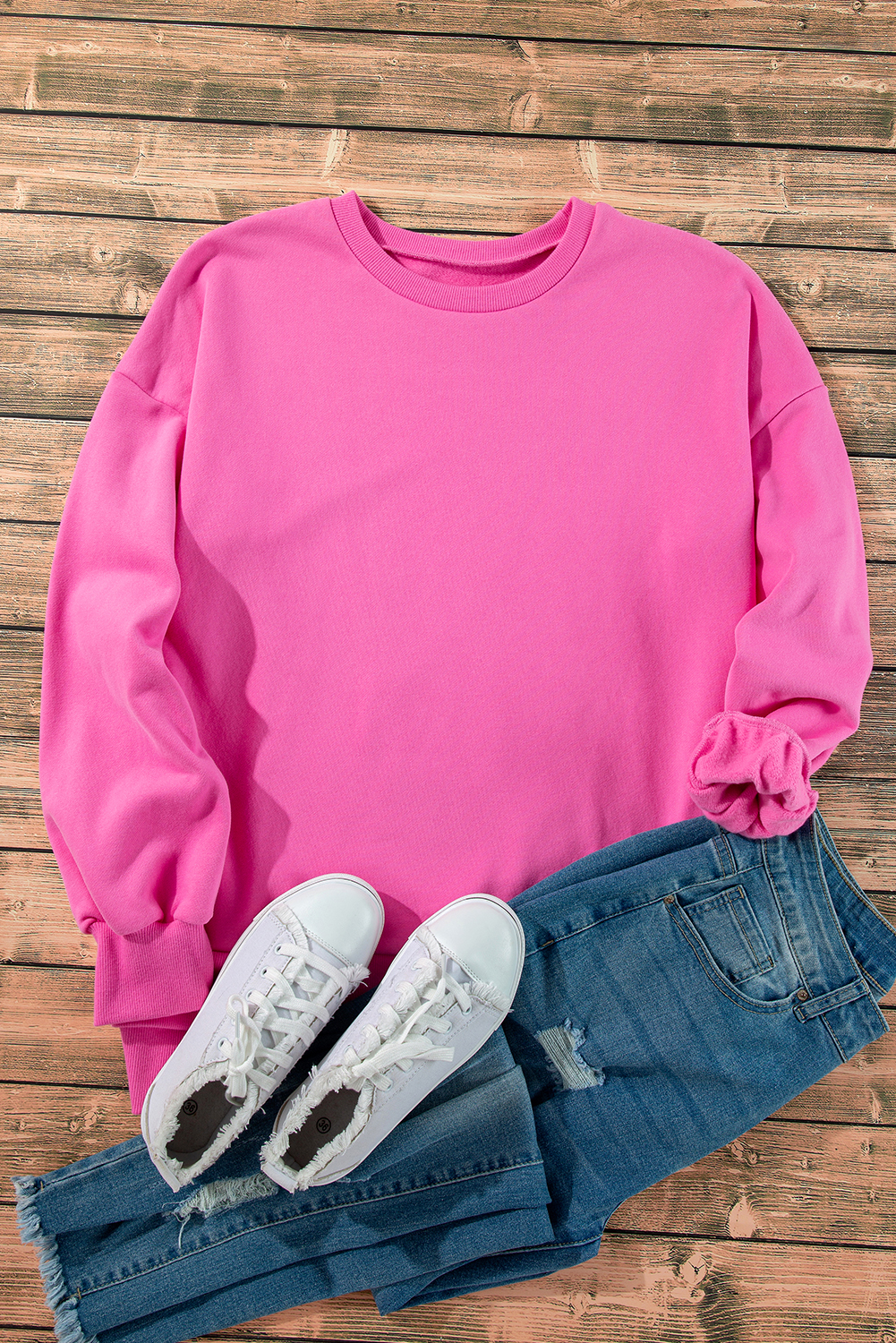Grass Green Solid Fleece Lined Drop Shoulder High Low Sweatshirt