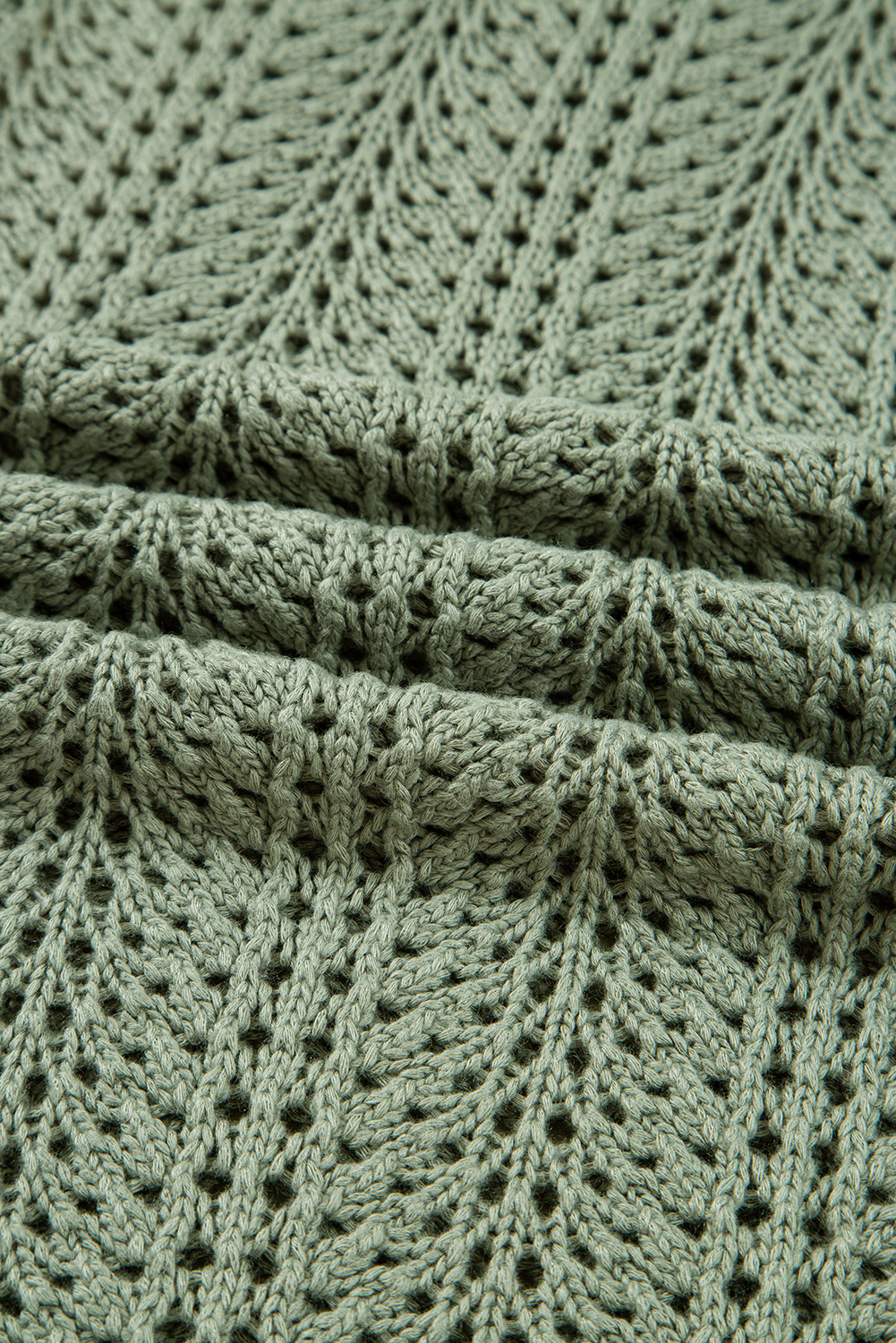 Green Bay Scalloped Edge Eyelet Knit Batwing Sleeve Cardigan