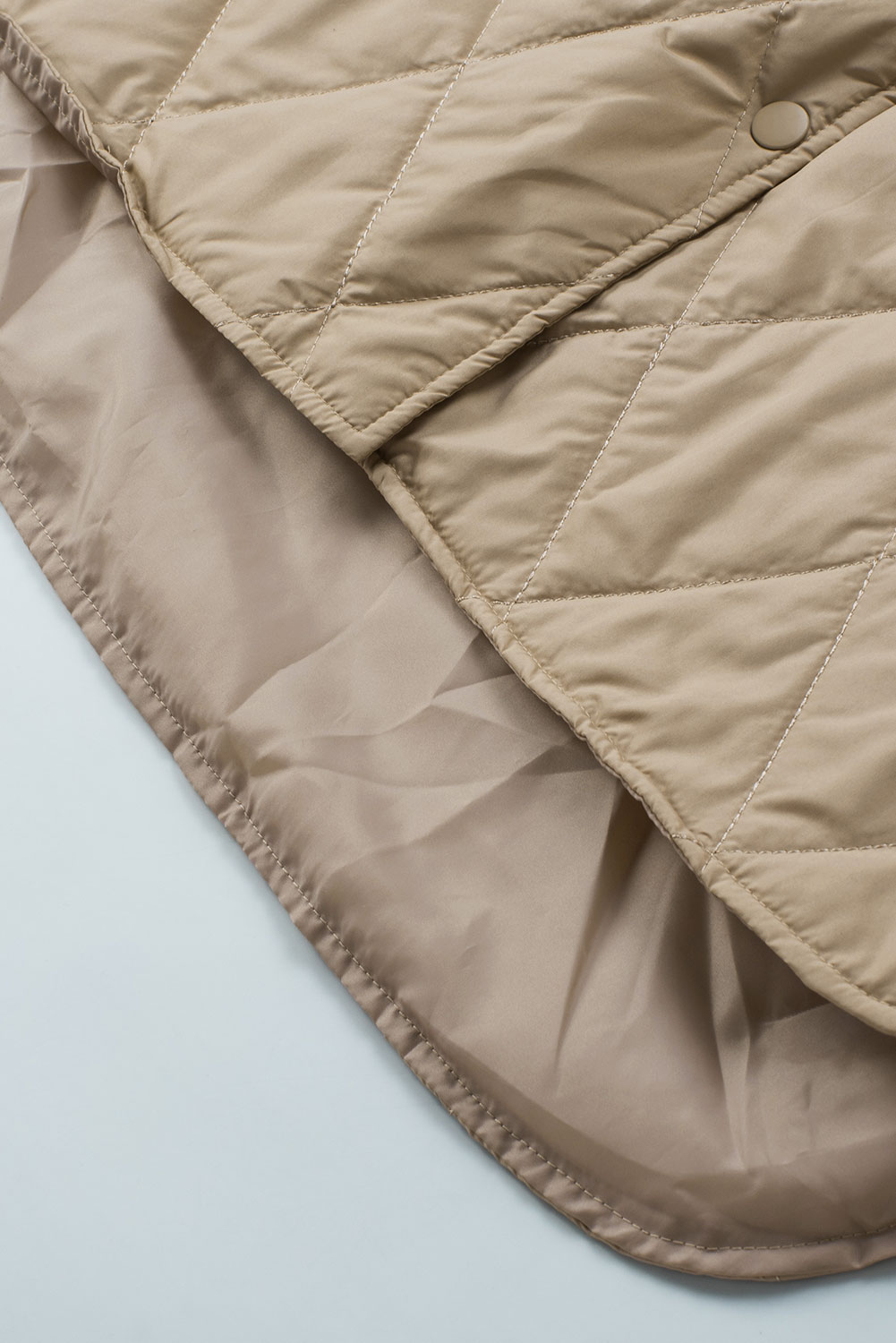 Green Quilted Snap Button Hooded Puffer Coat