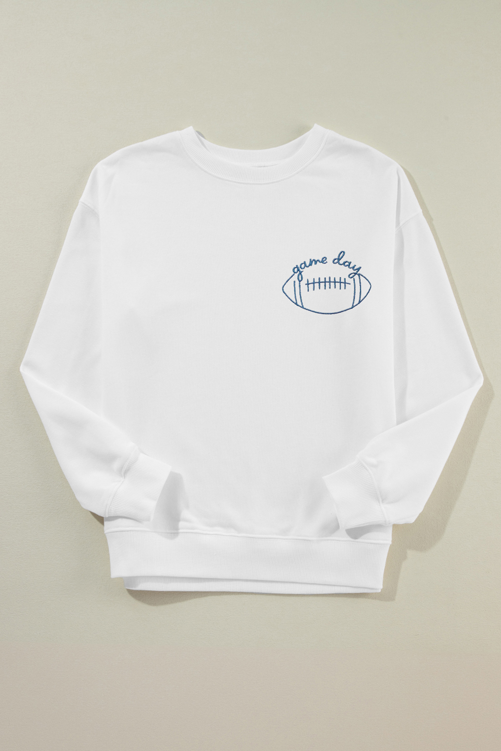 White game day Rugby Embroidered Casual Sweatshirt