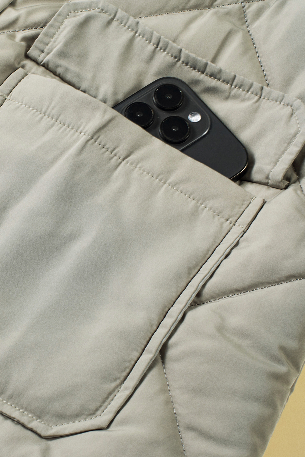 Green Quilted Snap Button Hooded Puffer Coat
