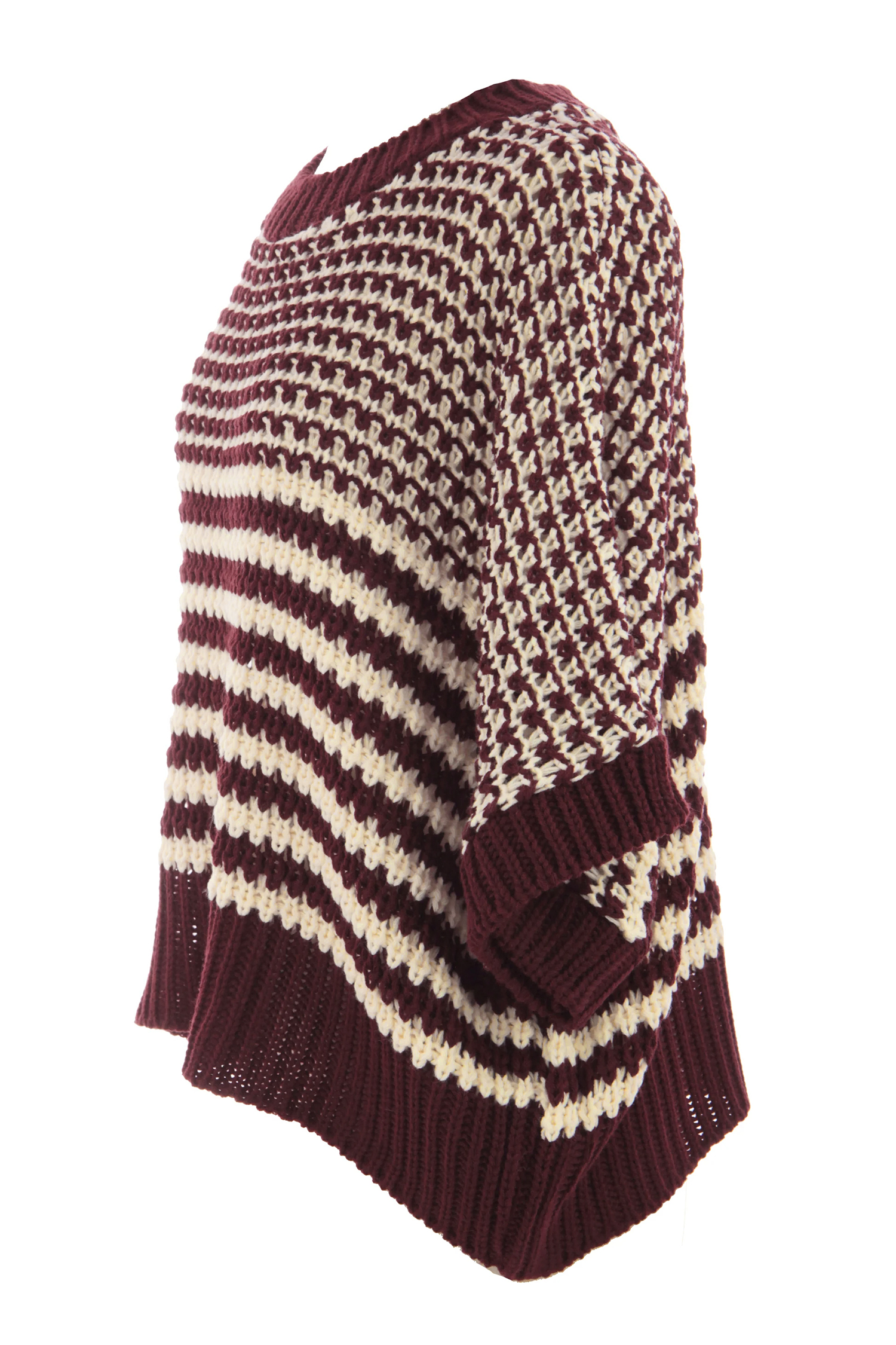 Black Stripe 3/4 Draped Sleeve Slouchy Sweater
