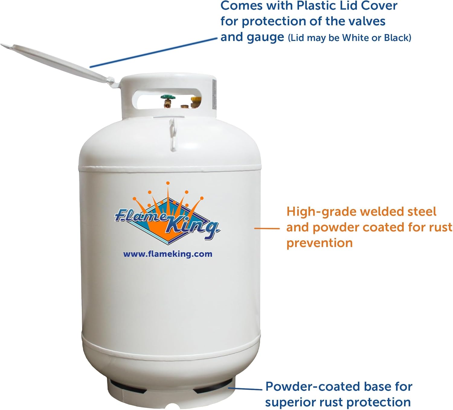 Flame King 420LB ASME Vertical Propane Tank, White