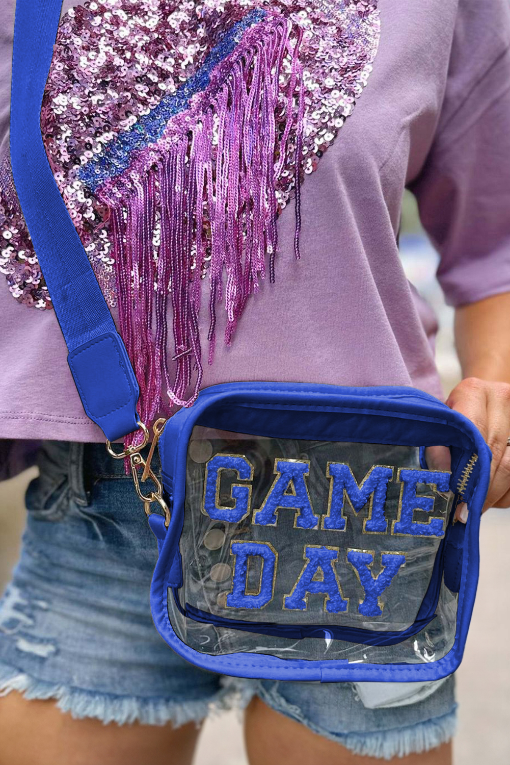 Black GAME DAY Rugby Football Clear Shoulder Bag