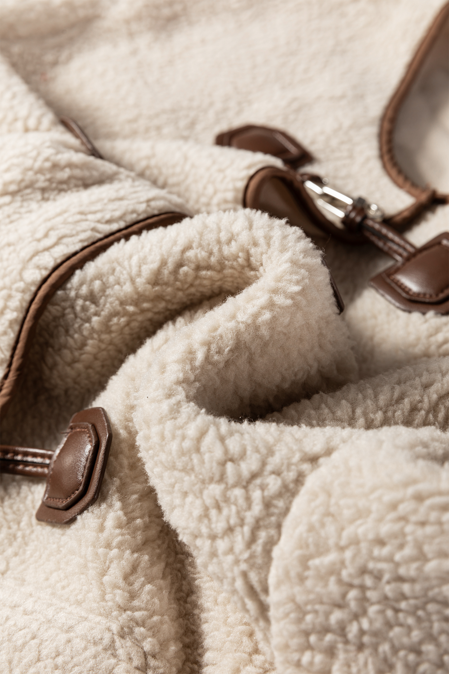 Apricot Toggle Button Teddy Coat