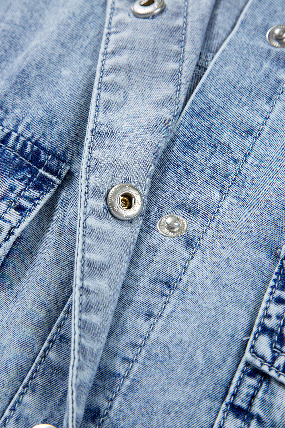 Blue Beau Chest Pocket Raw Hem Denim Loose Shirt Dress