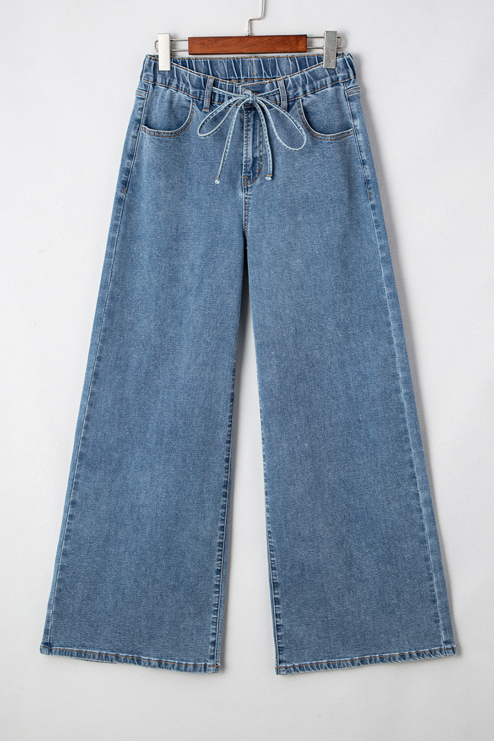 Dusk Blue Medium Wash Super Wide Leg Denim Pants