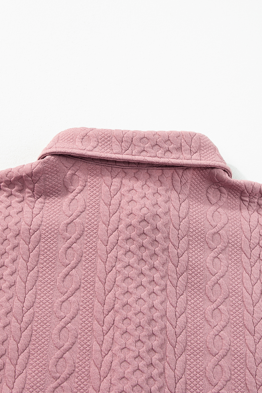 Sepia Rose Cable Texture Puff Sleeve Loose Shacket