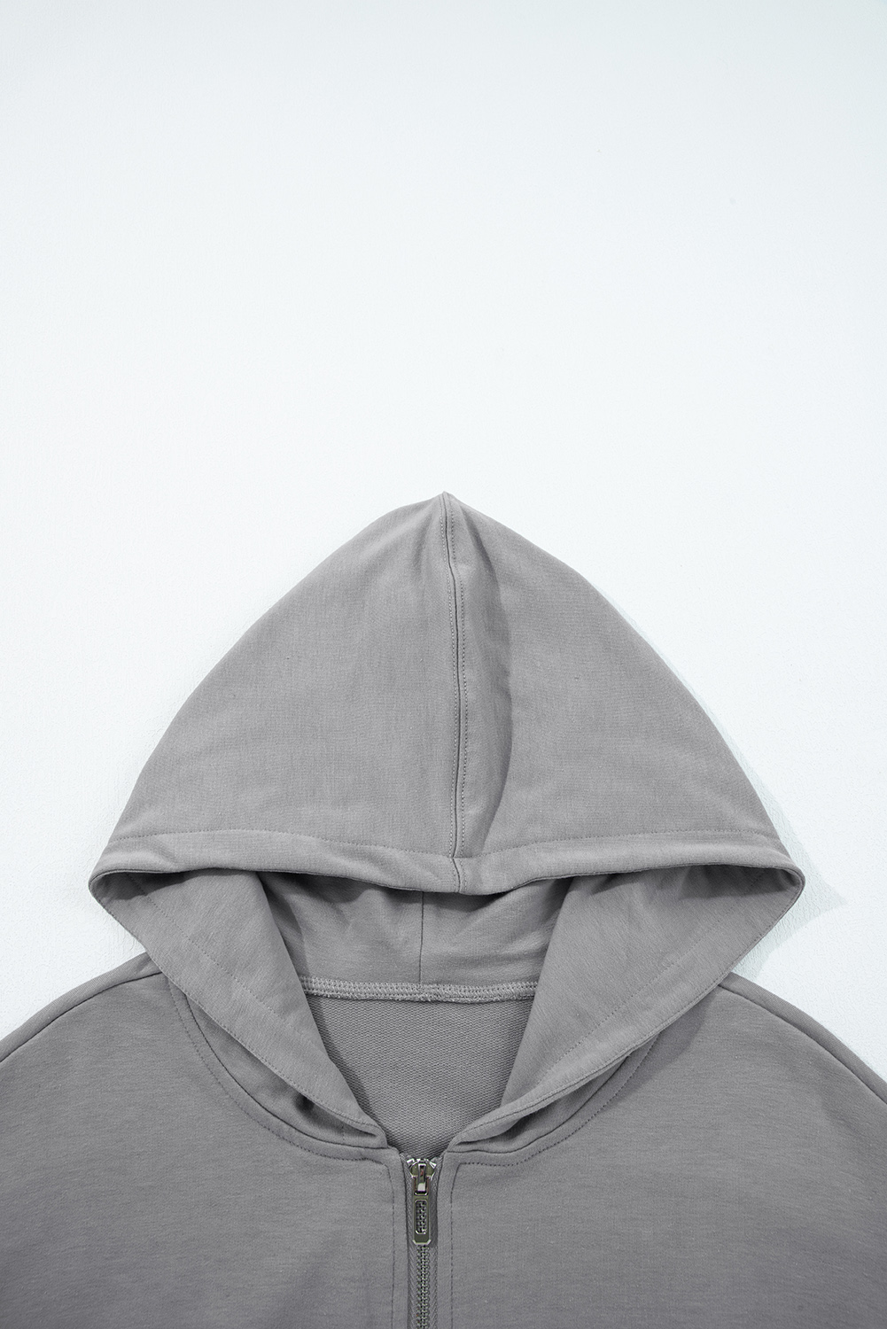 Gray Double Zipper Hooded Jacket and Sweatpants Active Set