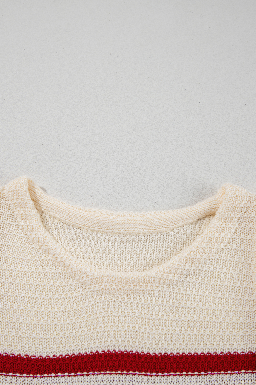 Red Stripe Textured Knit Ribbed Hem Sweater Tank Top