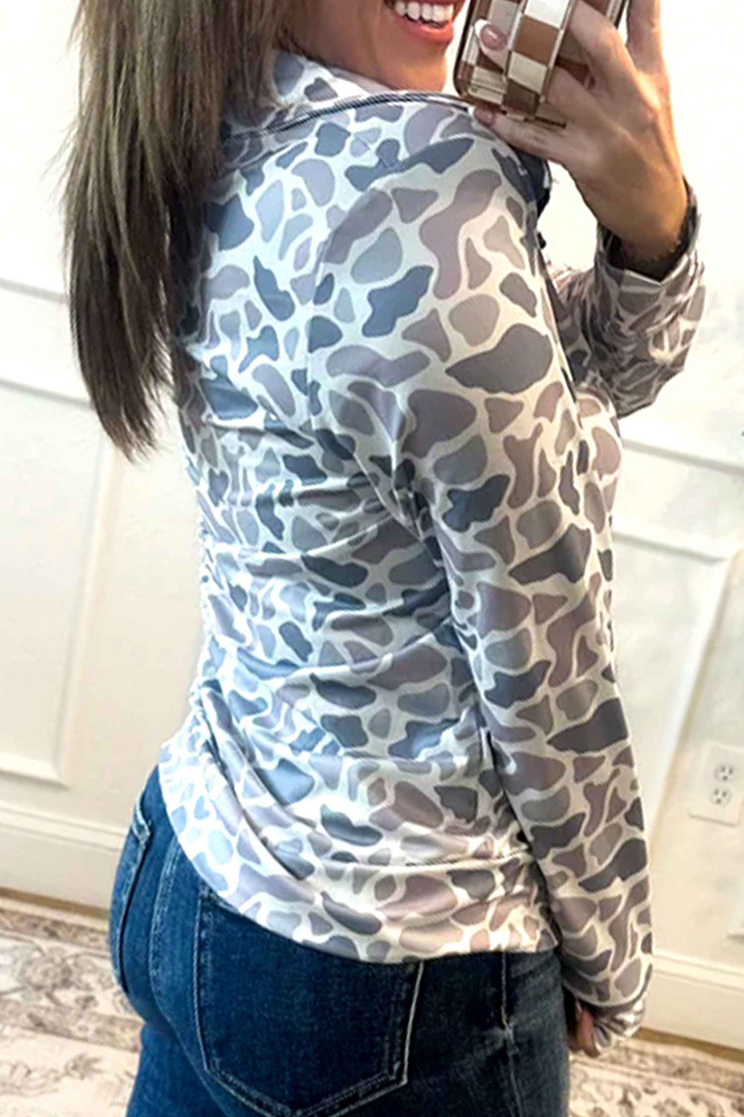 Beige Camo Print Wide Leg Casual Pants