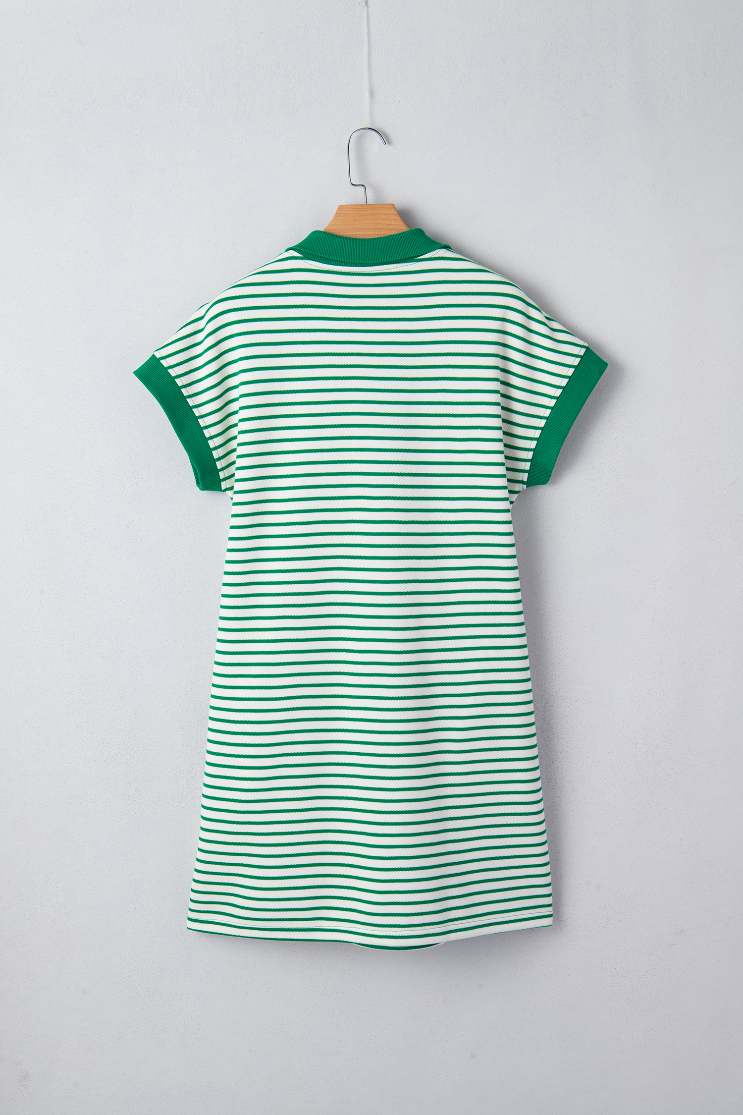 Green Stripe Magic St Patricks Day Sequin Graphic Zip Polo Tee Dress