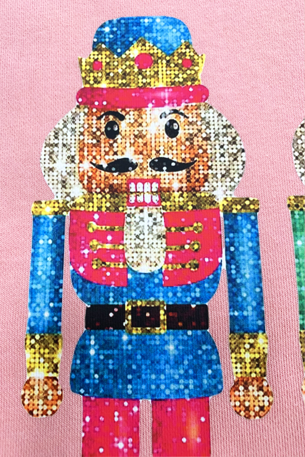 Pink Cute Nutcracker Printed Drop Shoulder Christmas Sweatshirt