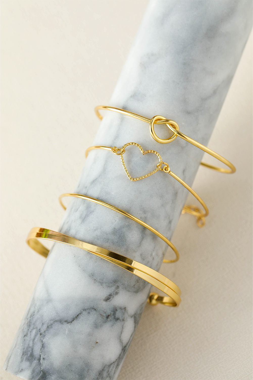 Gold Love Geometric Cross Plated Bracelet 4-piece Set