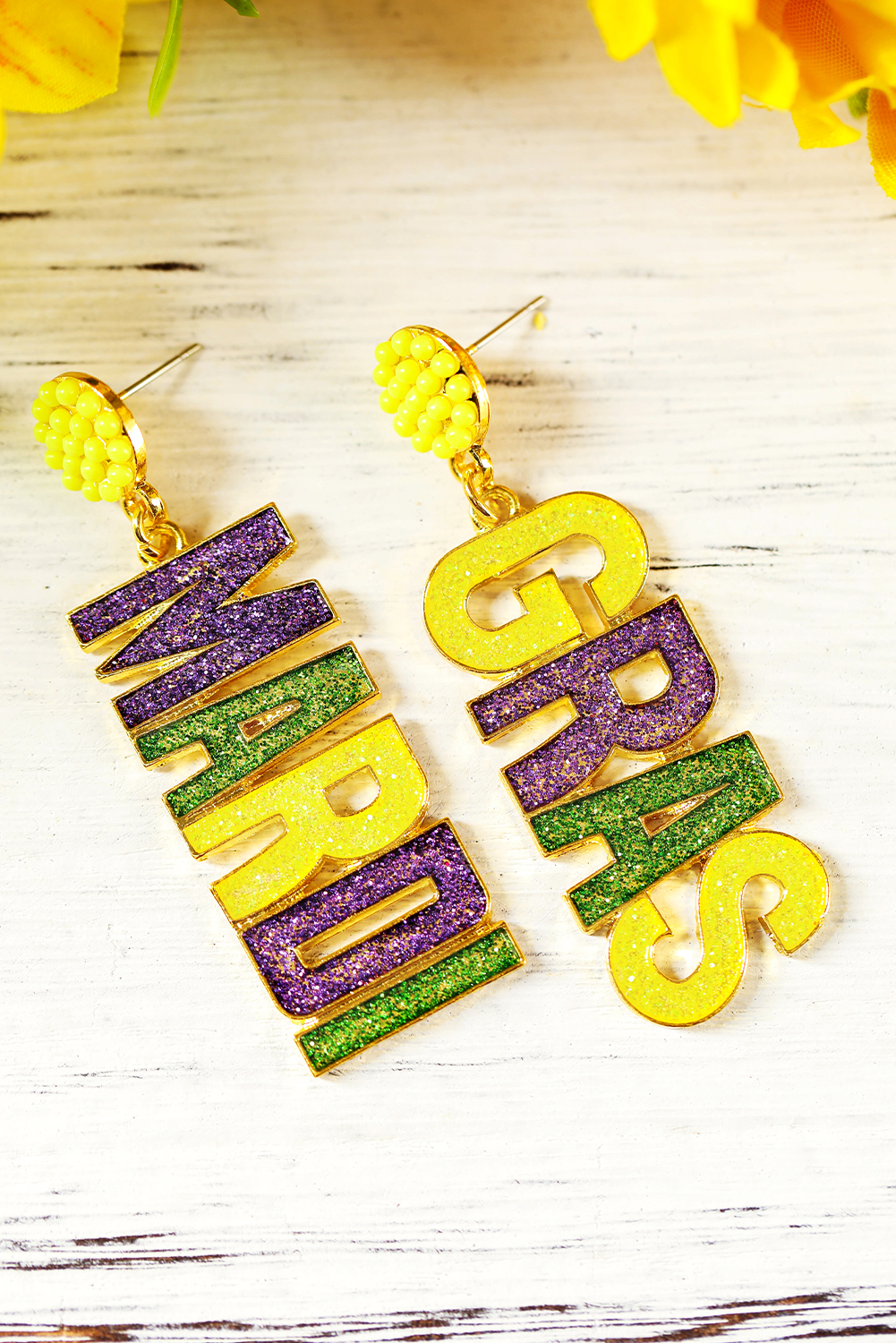 Purple Mardi Gras Shimmer Heart Earrings