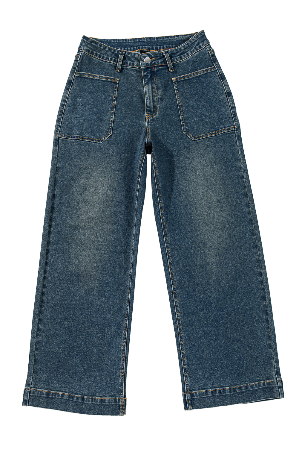 Real Teal Square Patch Pocket High Rise Shift Jeans