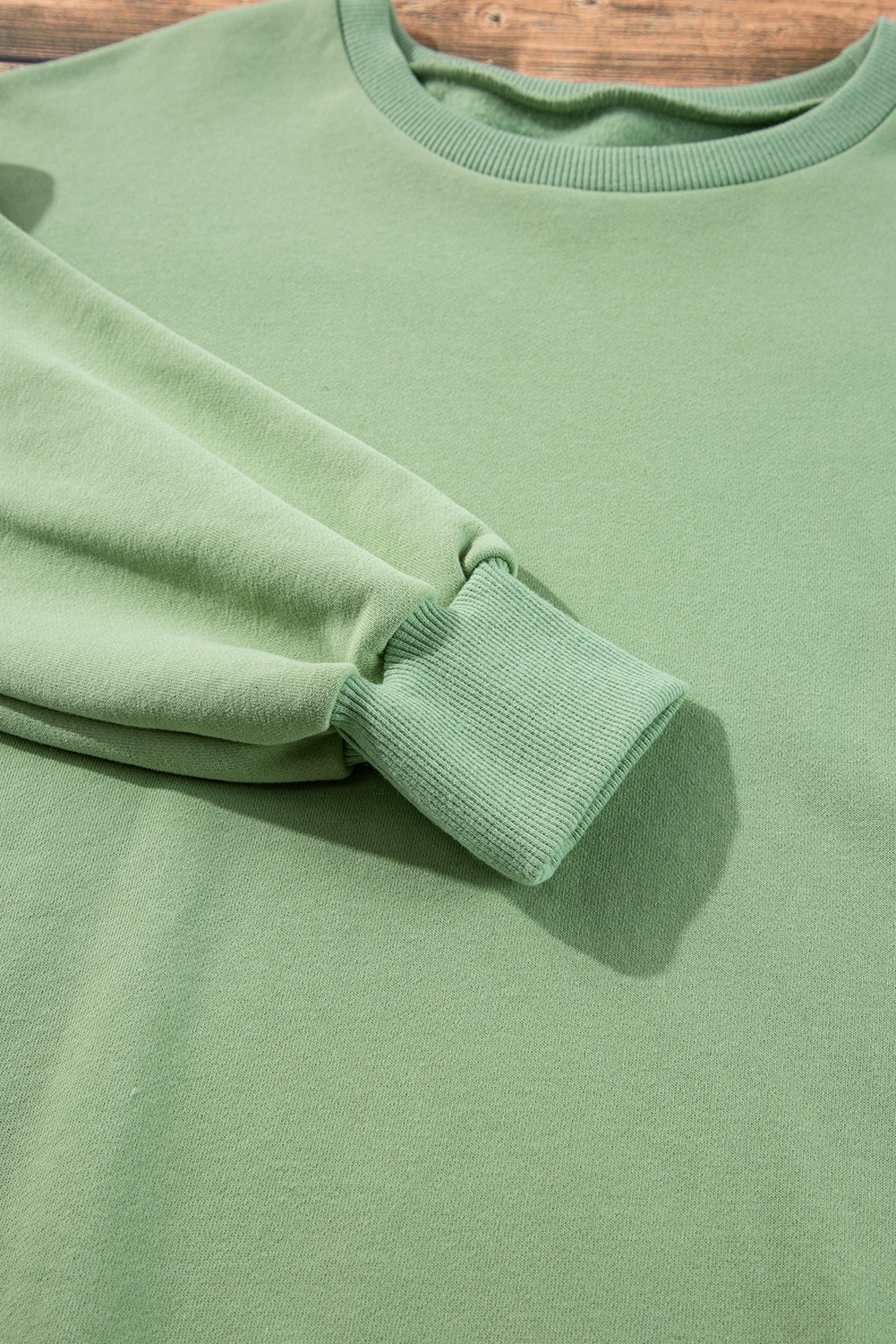 Grass Green Solid Fleece Lined Drop Shoulder High Low Sweatshirt