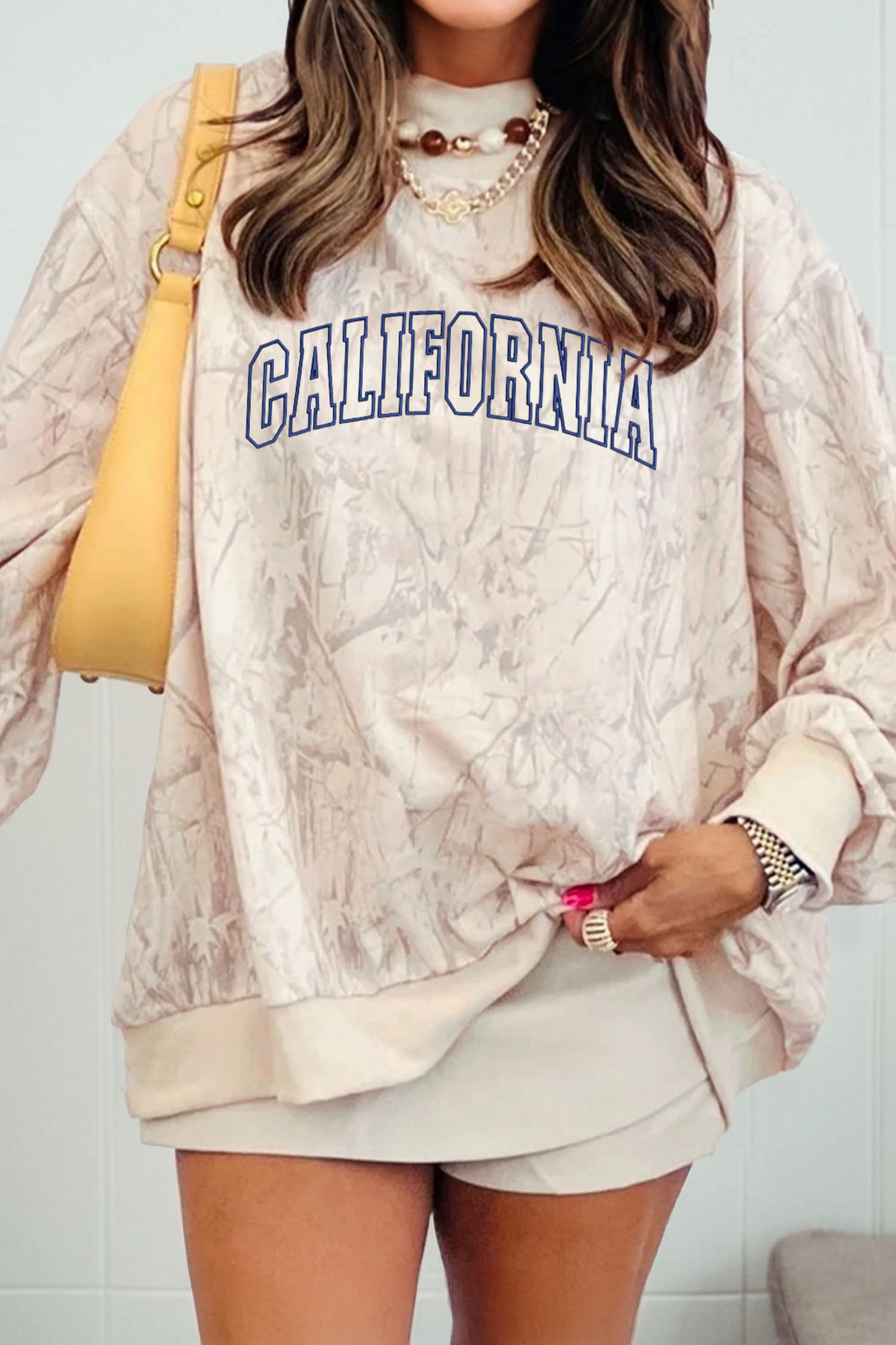 Khaki TEXAS Embroidered Camo Mock Neck Sweatshirt