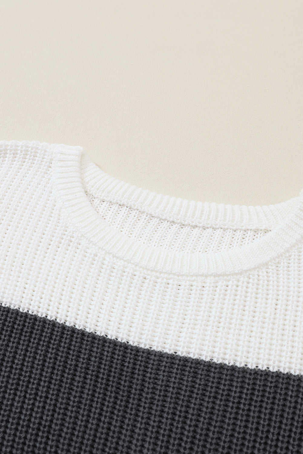 Chestnut Color Block Knitted O-neck Pullover Sweater