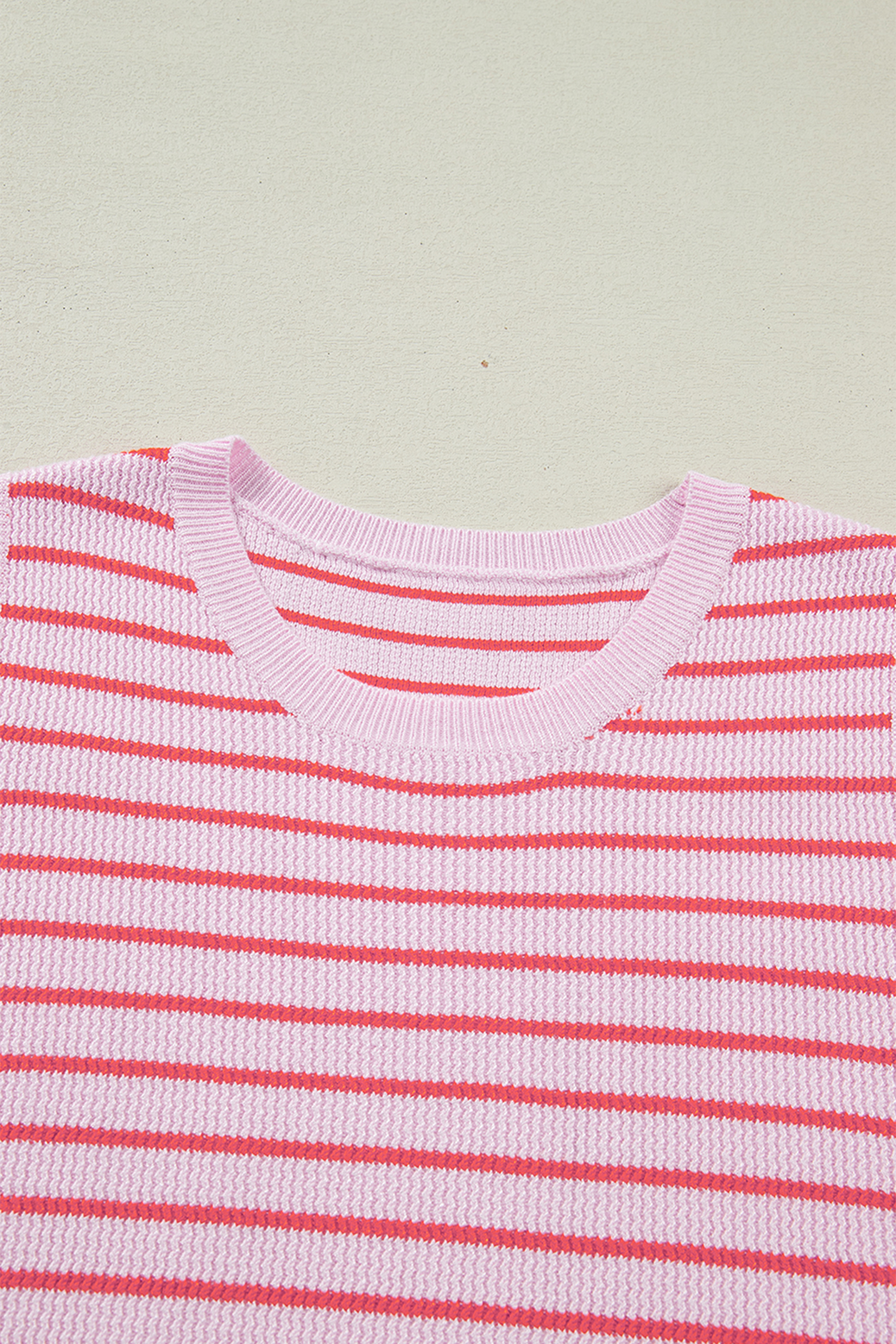 Pink Stripe Textured Knit Sleeveless Casual Sweater Top