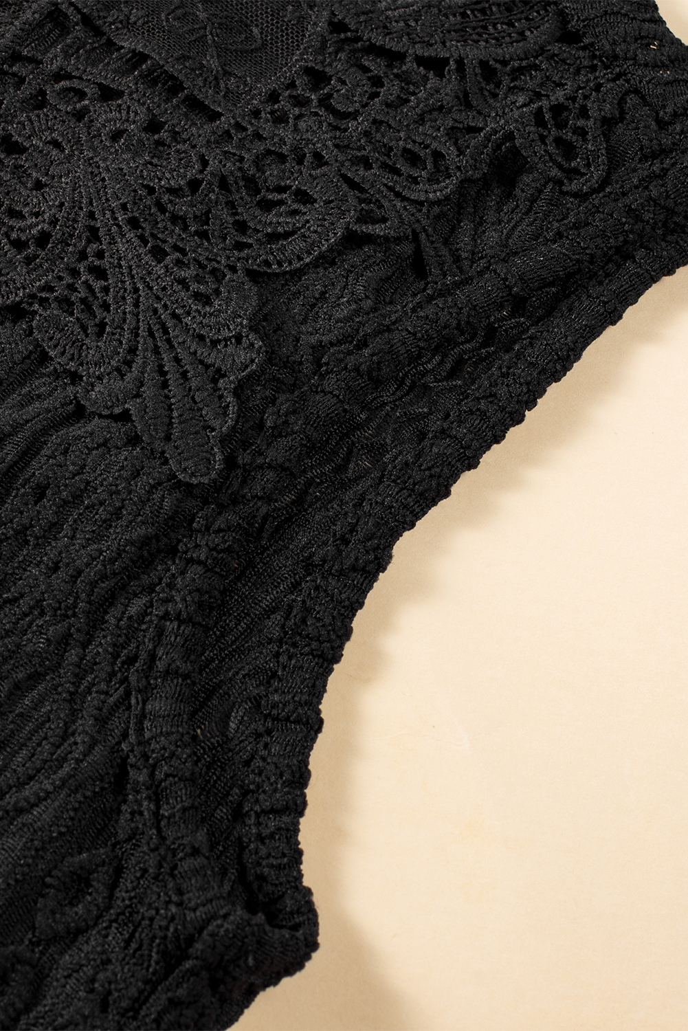 Apricot Guipure Lace Crochet Keyhole Back Tank Top