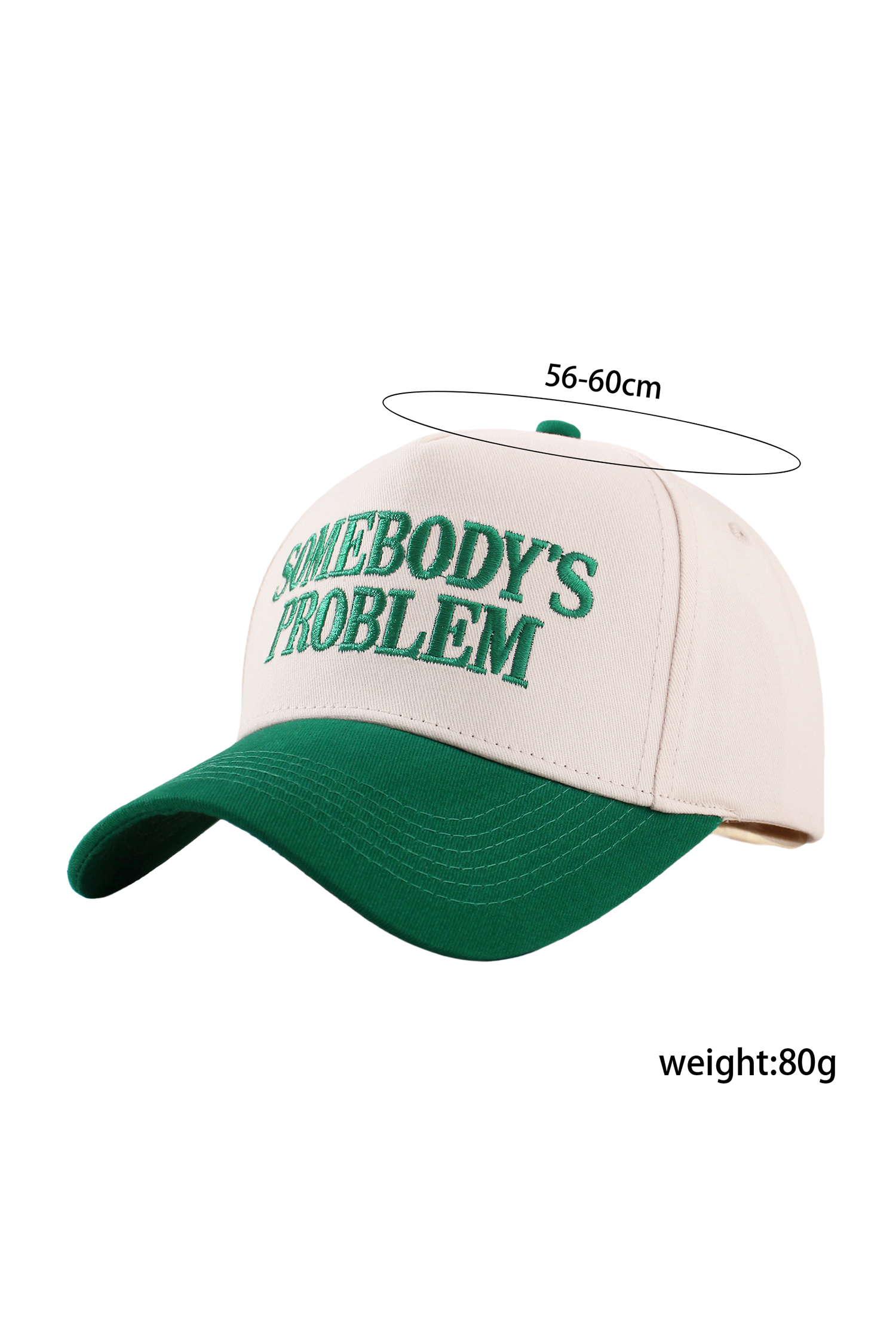 Dark Green SOMEBODYS PROBLEM Embroidered Two-tone Baseball Cap