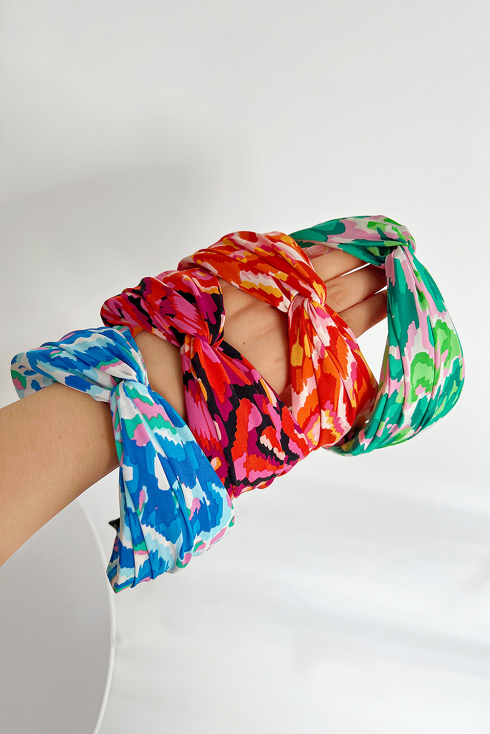 Blue Bohemian Vacation Fashion Print Twisted Hair Band