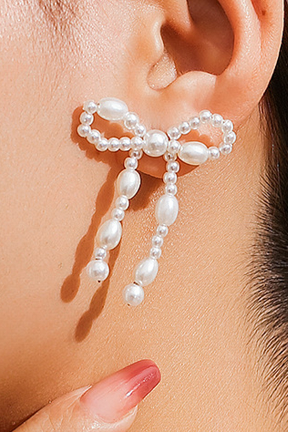 Gold Elegant Bow Design Plated Studded Earrings