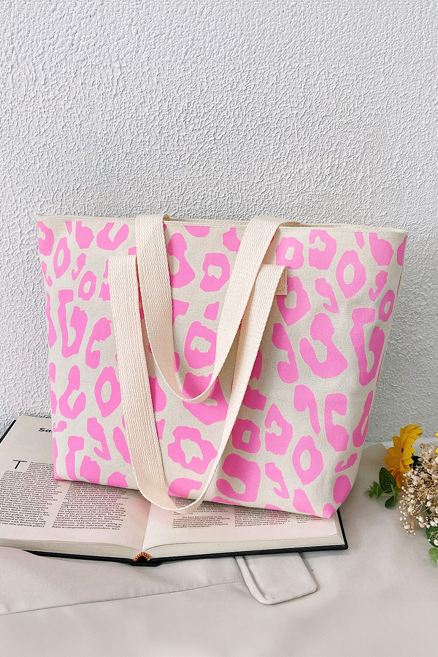 Black Leopard Print Canvas Tote Bag