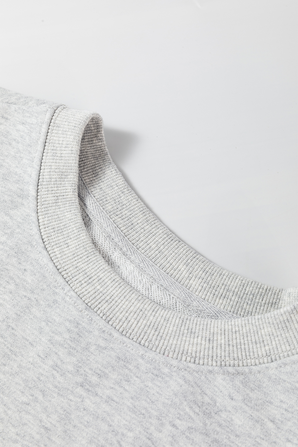 Navy Blue Plain Drop Shoulder Crewneck Pullover Sweatshirt