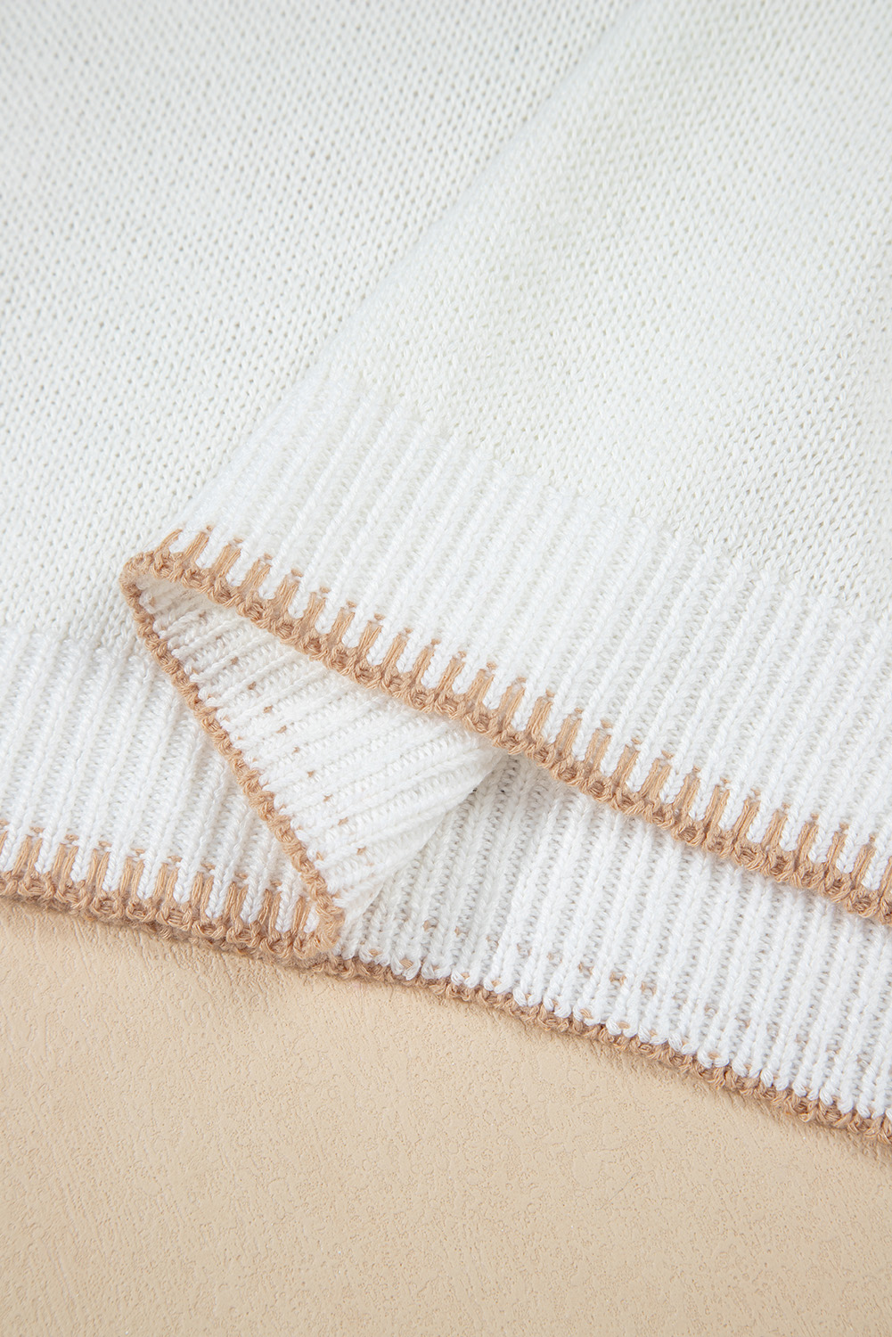 White Knitted YEEHAW Stitch Edge Crew Neck Sweater T Shirt