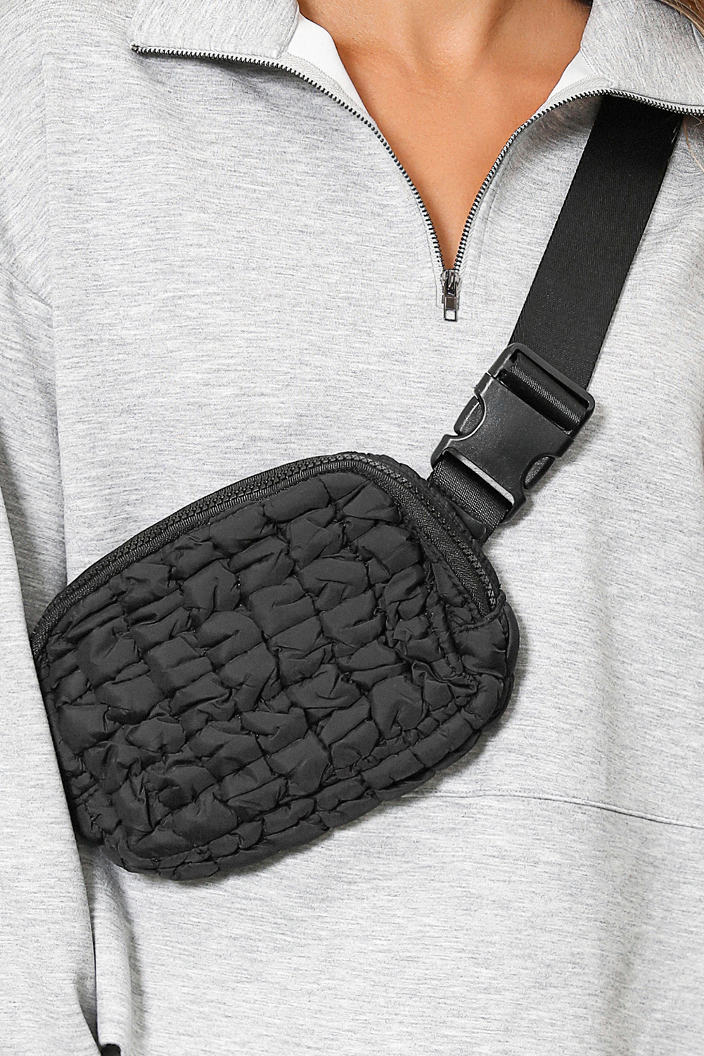 White Quilted Puffer Belt Bag Fanny Pack