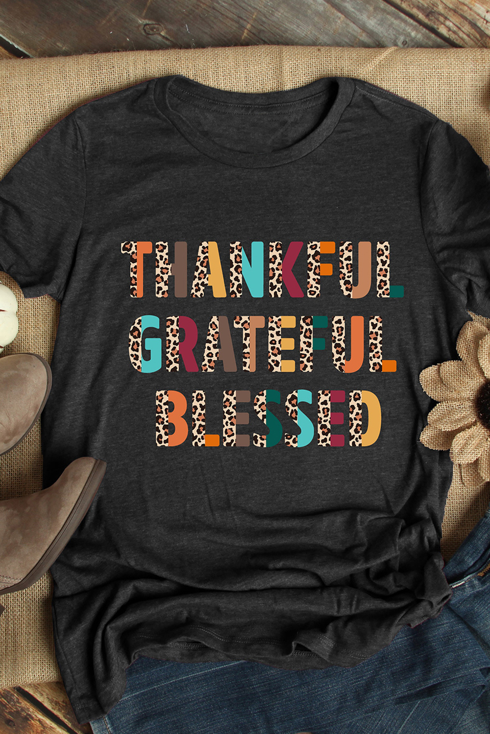 White Thanksgiving Slogan Print Crew Neck T Shirt