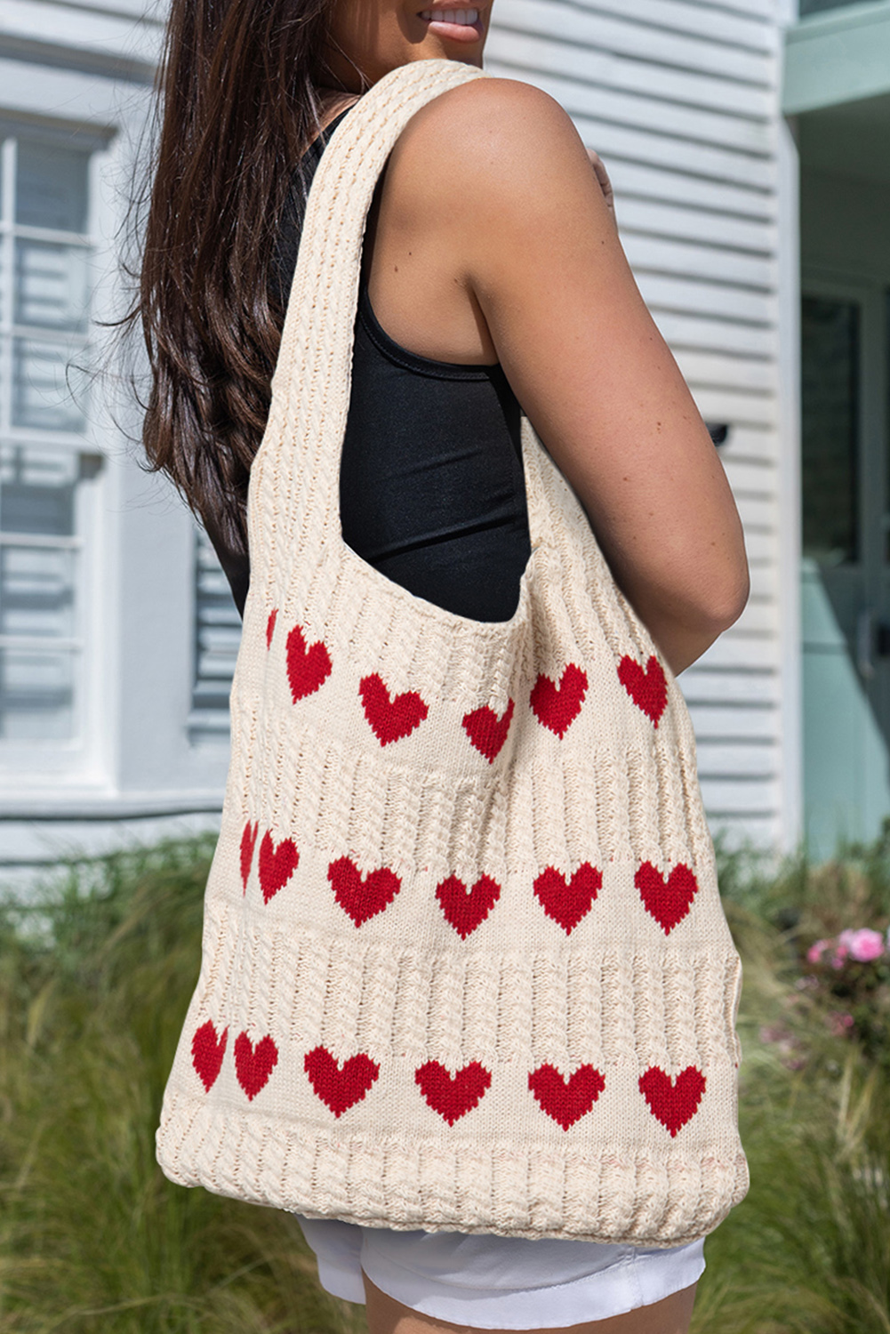 Mustard Flower Knitted Large Single Shoulder Bag