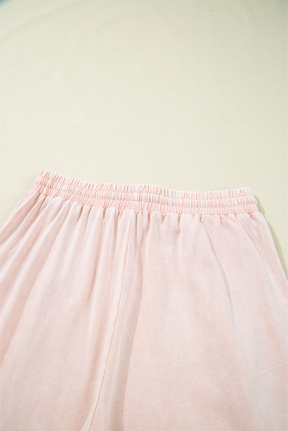 Pink Flower Patch Mineral Washed Terry Knit Cropped Wide Leg Pants