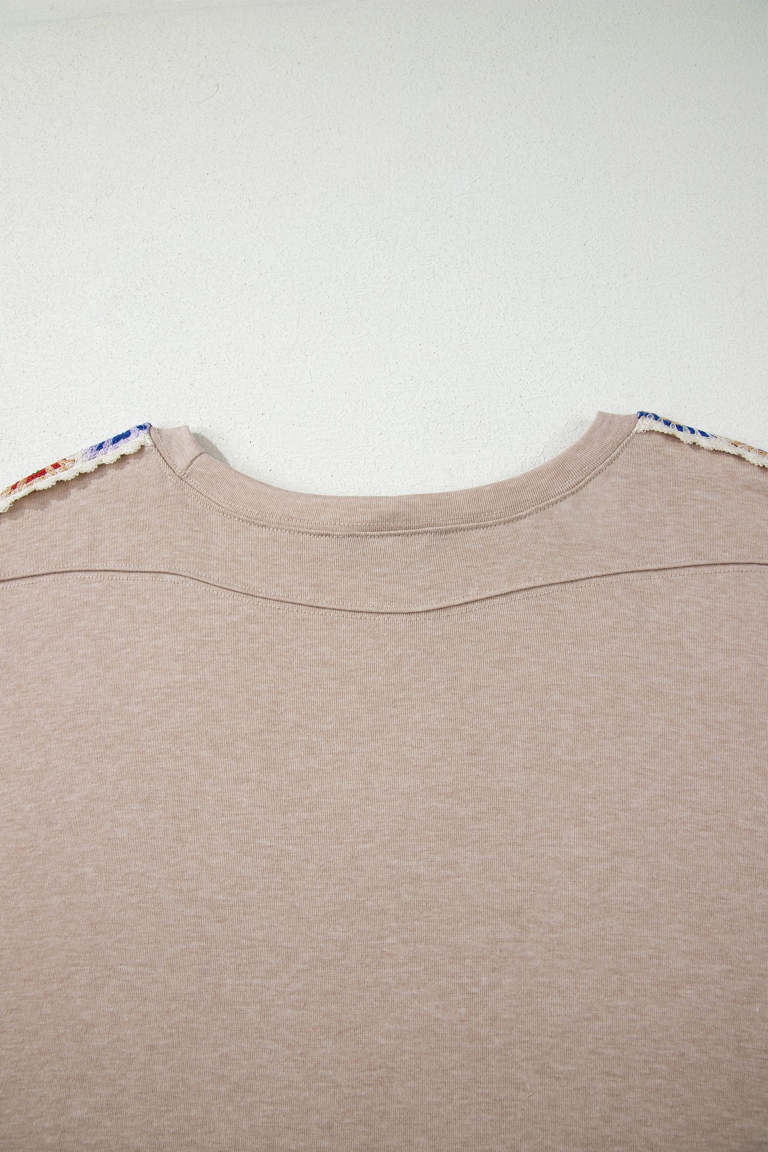 Light Grey Granny Square Crochet Detail Loose T Shirt