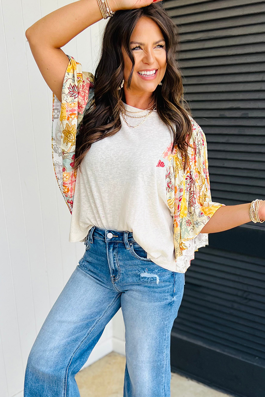 Dusk Blue Loose Straight Leg Cropped High Waist Jeans