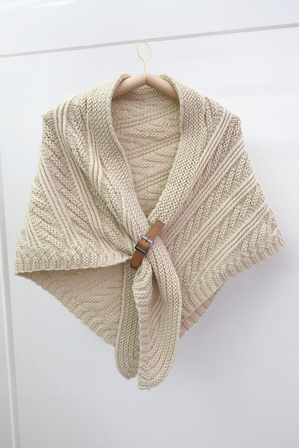 Parchment Faux Leather Belt Triangle Shawl Scarf