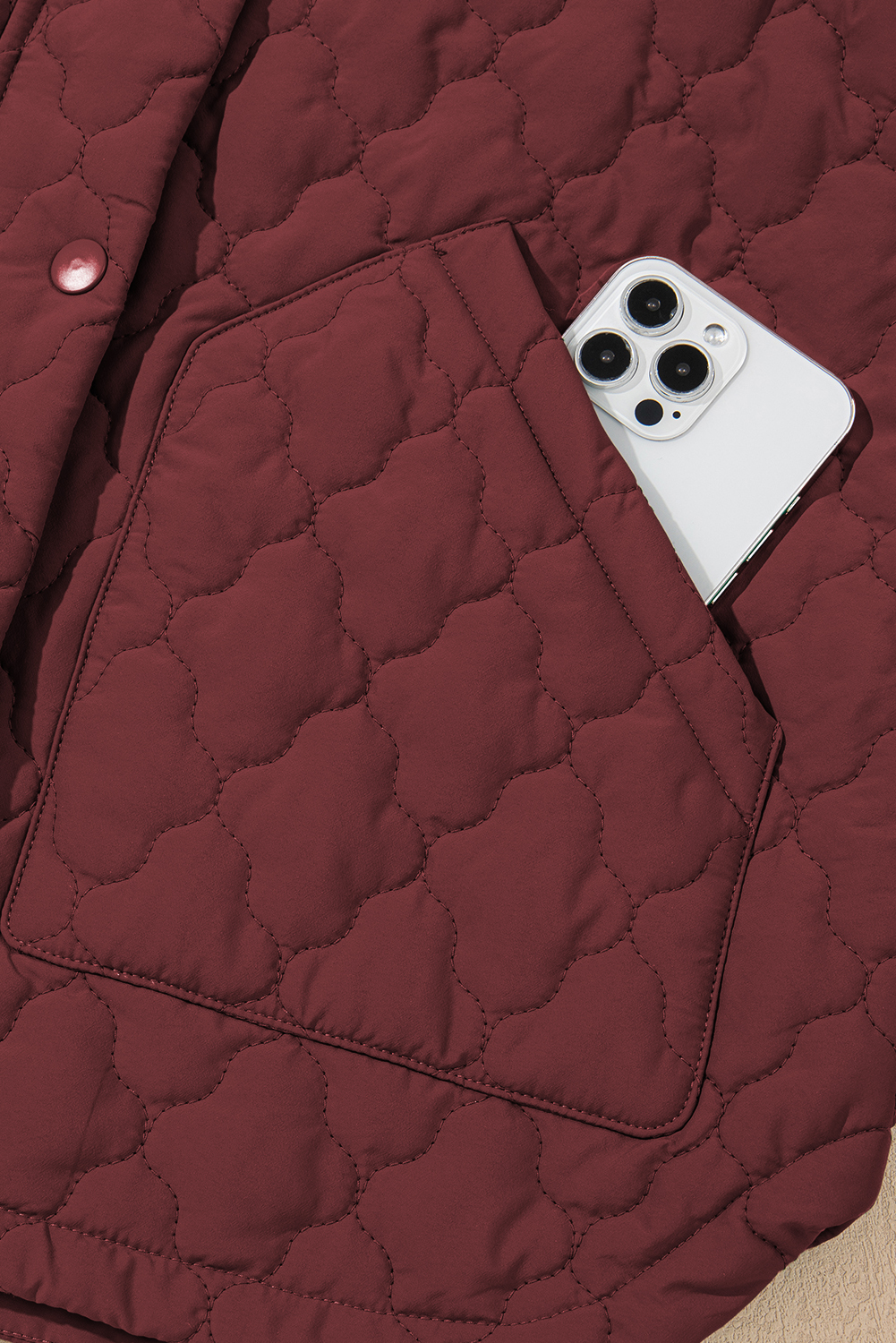 Wild Ginger Flower Shape Quilted Snap Button Zip Up Winter Vest