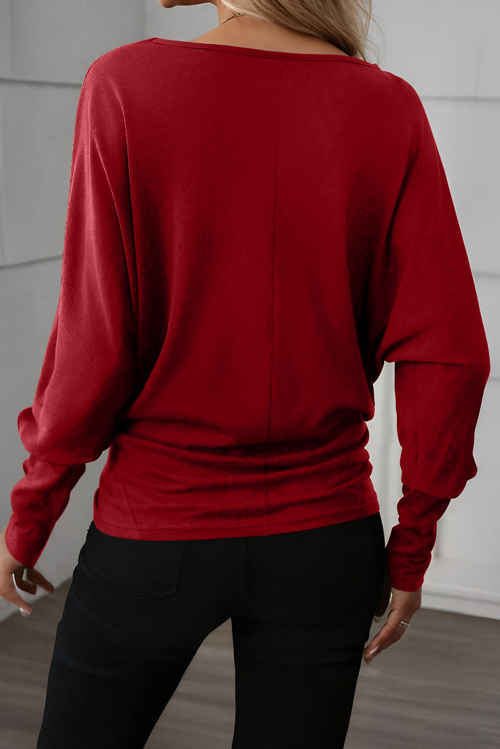 Four Leaf Clover Sequin Santa Claus Patched Dolman Long Sleeve Top