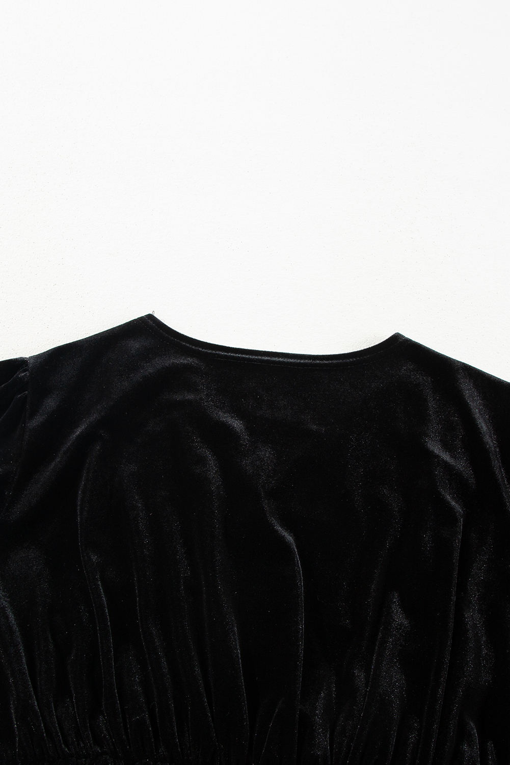 Black Velvet Long Sleeve Surplice High Waist Mini Dress