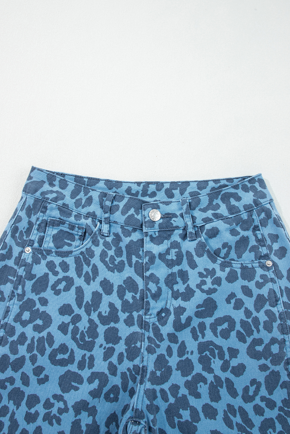 Khaki Leopard Print Straight Loose Jeans