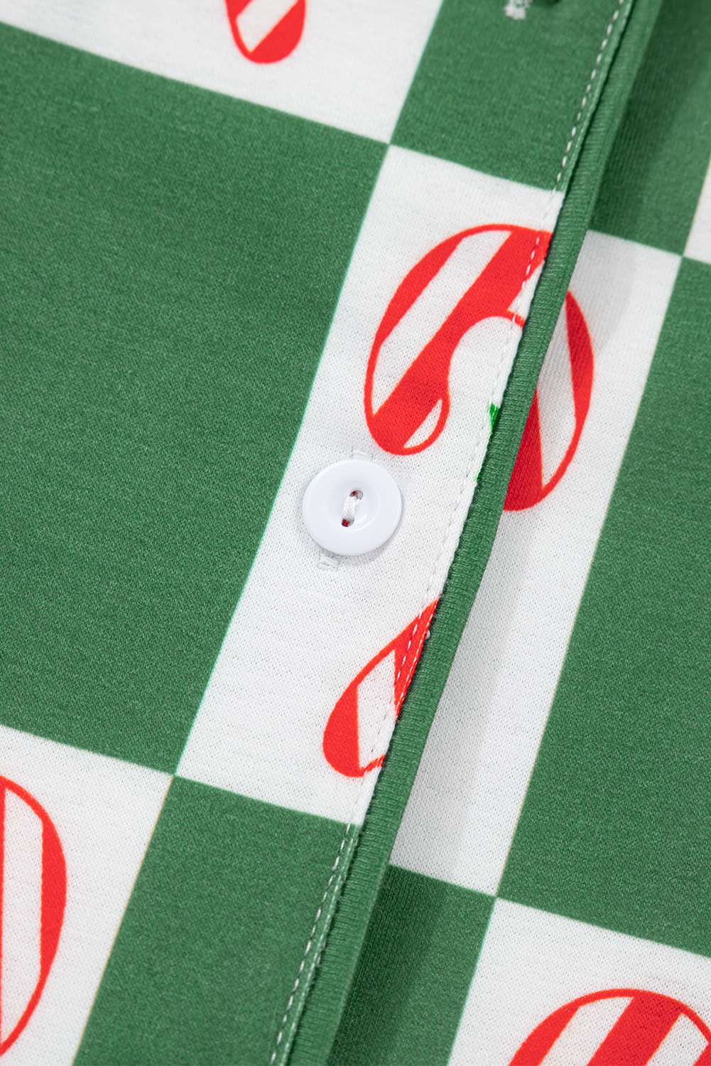Green Holly Jolly Checkered Pattern 2pcs Long Pajama Set