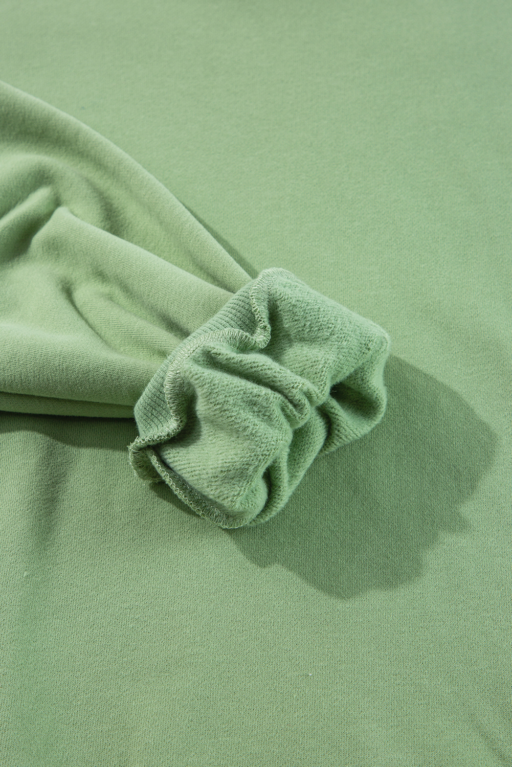 Grass Green Solid Fleece Lined Drop Shoulder High Low Sweatshirt