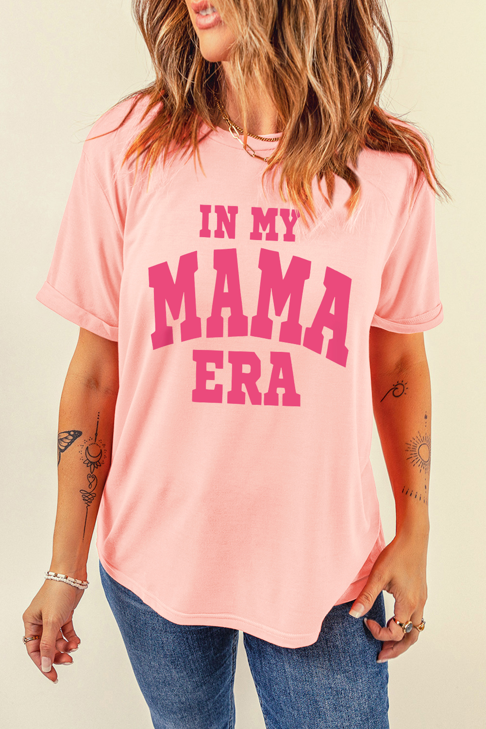 White MAMA Leopard Embroidered Crew Neck Graphic Tee