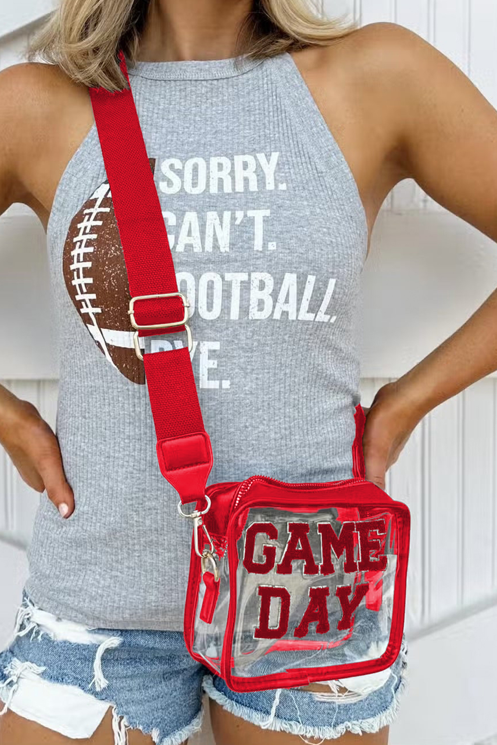 Black GAME DAY Rugby Football Clear Shoulder Bag